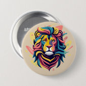 Abstract Lion Head Art Ronde Button 7,6 Cm (Voorkant /achterkant)