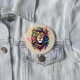 Abstract Lion Head Art Ronde Button 7,6 Cm