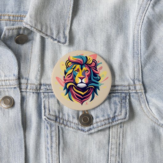 Abstract Lion Head Art Ronde Button 7,6 Cm (In situ)