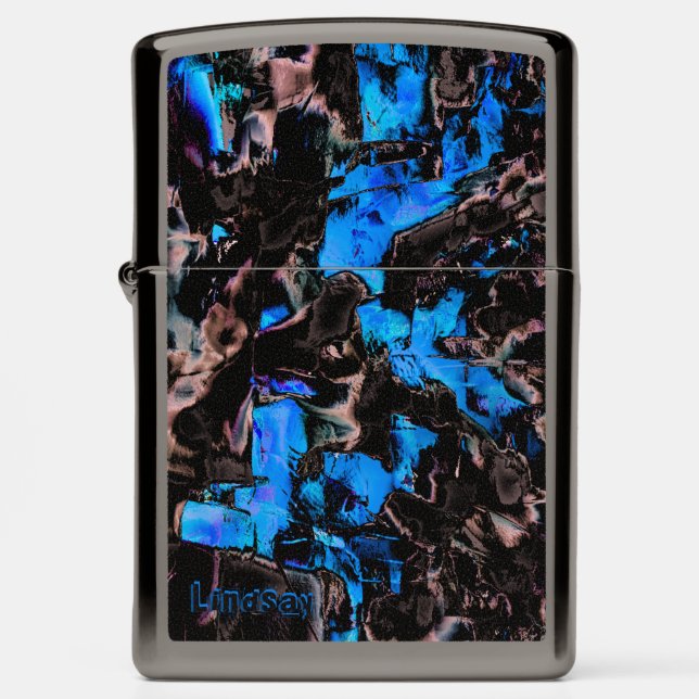Abstract looking redish black rock on stained blue (Front)