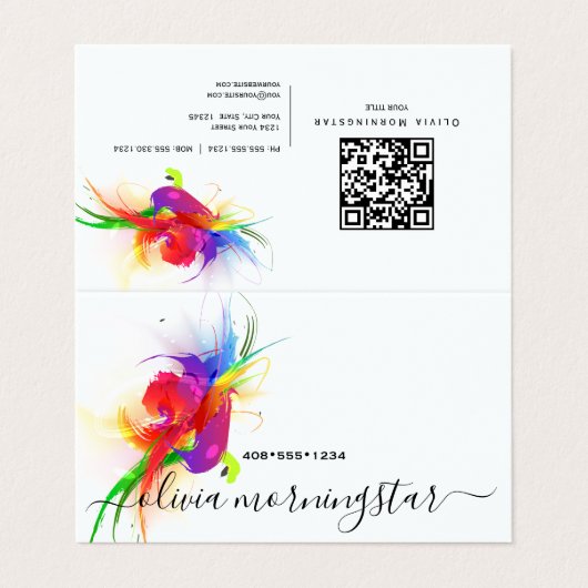 Abstract Lorikeet QR-code  Visitekaartjes (Buitenkant ongevouwen)