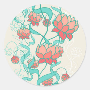Abstract Lotus Pattern Ronde Sticker