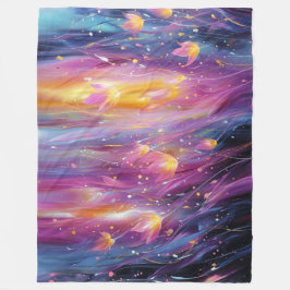 Abstract luminous floral explosion fleece deken