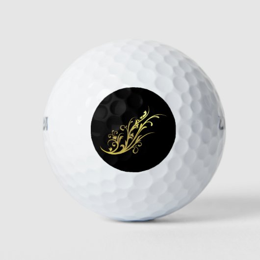 Abstract Luxe Nep Gouden Bloem Golfballen (Voorkant)