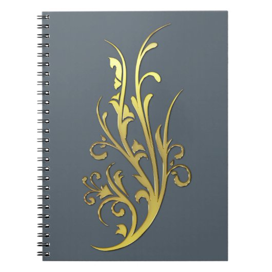 Abstract Luxe Nep Gouden Bloem Notitieboek (Voorkant)