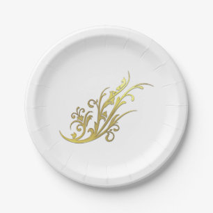 Abstract Luxe Nep Gouden Bloem Papieren Bordje