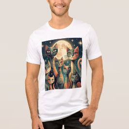 Abstract Maan Kat Familie Elegant Kunst Design Tri-Blend Shirt