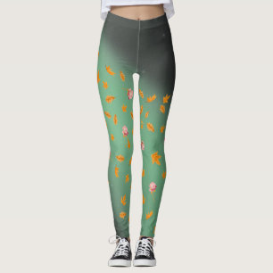Abstract maanlicht herfstbladeren rozen leggings
