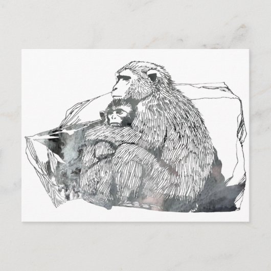 Abstract Macaque silhouet Briefkaart (Voorkant)