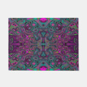 Abstract Magenta en Blauwgroen Blauwe Groovy Patro Deurmat (Voorkant)