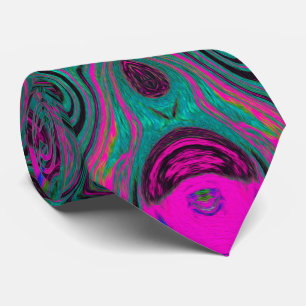 Abstract Magenta en Blauwgroen Blauwe Groovy Patro Stropdas