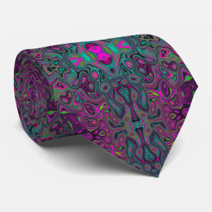 Abstract Magenta en Blauwgroen Blauwe Groovy Patro Stropdas
