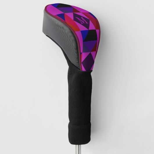 Abstract Magenta Geometric Pattern Monogram Golfheadcover (Schuin)