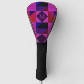 Abstract Magenta Geometric Pattern Monogram Golfheadcover (Voorkant)
