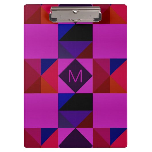 Abstract Magenta Geometric Pattern Monogram Klembord (Voorkant)