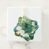 Abstract Malachiet Goud Witte Crème Bloemige Bruil Bedankjes Labels (In situ)