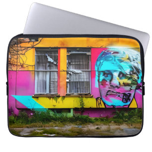 Abstract Man gezicht verlaten gebouw graffiti Laptop Sleeve
