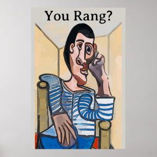 Abstract Man op de Telefoon van de Cel, geef tekst Poster