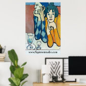 Abstract Man op de Telefoon van de Cel, geef tekst Poster (Thuiskantoor)