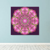 Abstract Mandala Canvas Roze Poppen Afdruk (Insitu (Houten vloer))