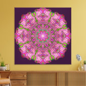 Abstract Mandala Canvas Roze Poppen Afdruk (Insitu (Woonkamer))