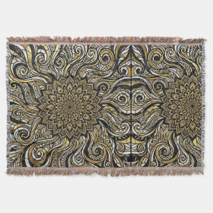 Abstract Mandala Goud Monochroom Gevlekte Dekens Deken
