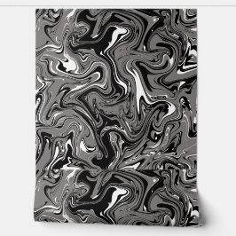 Abstract Marble Black Trendy Pastel & Artistic  Behang