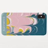Abstract Marble Modern Ebru Patroon Blauwgroen en Case-Mate iPhone Case (Achterkant (horizontaal))