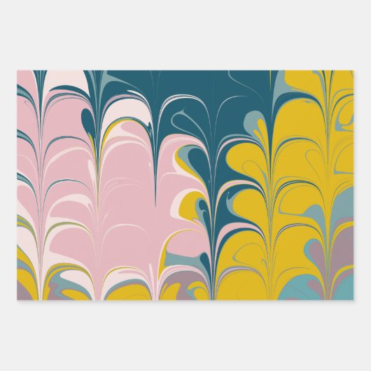 Abstract Marble Modern Ebru Patroon Blauwgroen en Inpakpapier Vel (Voorkant 3)