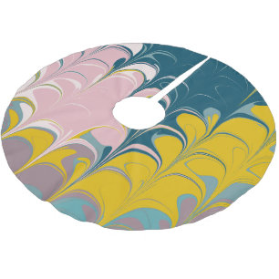 Abstract Marble Modern Ebru Patroon Blauwgroen en Kerstboom Rok