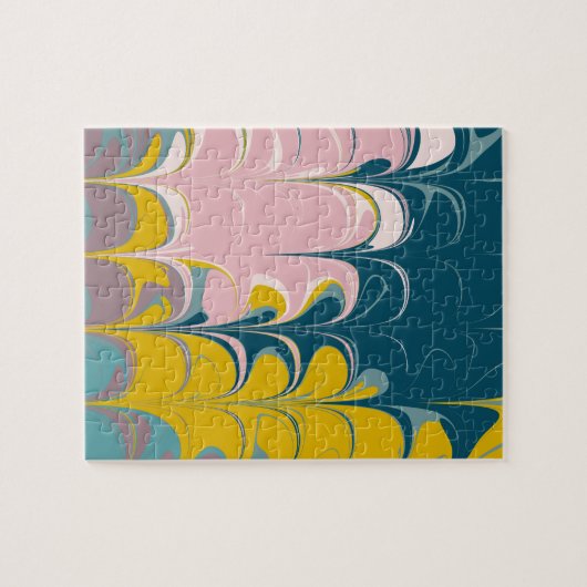 Abstract Marble Modern Ebru Patroon Blauwgroen en Legpuzzel (Horizontaal)