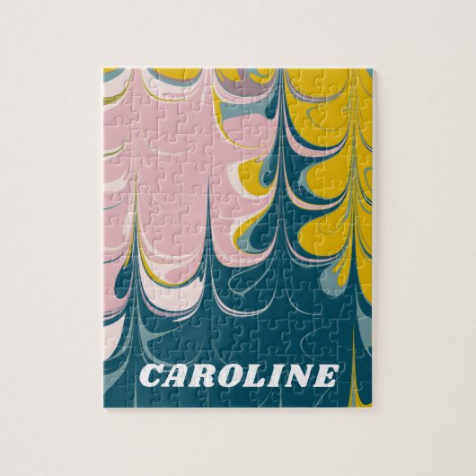 Abstract Marble Modern Ebru Patroon Blauwgroen en  Legpuzzel (Verticaal)