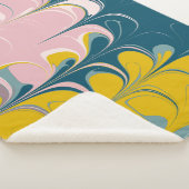 Abstract Marble Modern Ebru Patroon Blauwgroen en Sherpa Deken (3/4)