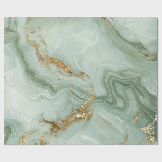 Abstract Marble Sage Green Cadeaupapier (Vlak)