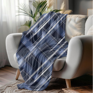 Abstract marineblauw geruite geruit patroon fleece deken