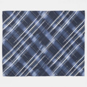 Abstract marineblauw geruite geruit patroon fleece deken (Voorkant (Horizontaal))