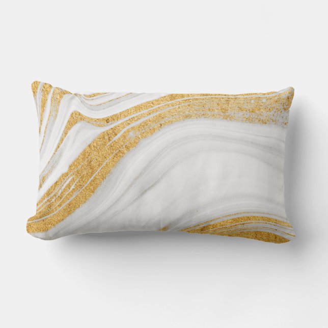 Abstract marmer | Goud en wit Kussen (Voorkant)