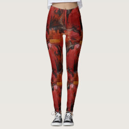 Abstract marmer met rood kolenpatroon leggings