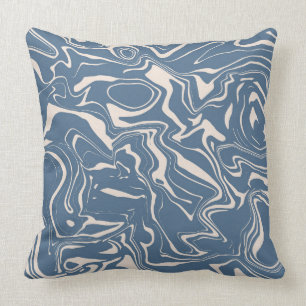 Abstract marmer Swirl Pattern Blue Cream Kussen