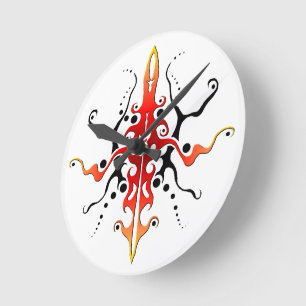 Abstract Masker Tribal Tattoo Ontwerp - rood Ronde Klok
