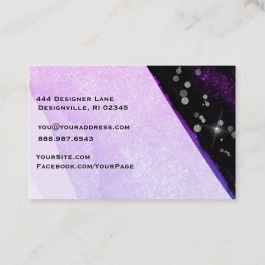 *~* Abstract Matig Klitter Geometric Black Visitekaartje (Achterkant)