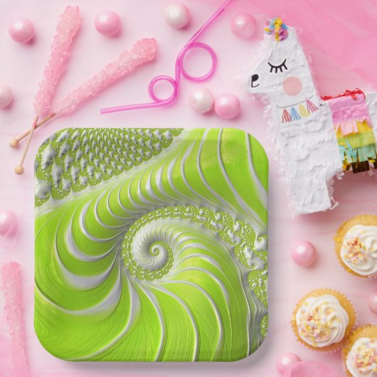 Abstract Matig Spiral Fractal Papieren Bordje (Feest)