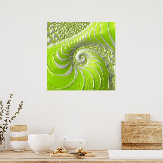 Abstract Matig Spiral Fractal Poster (Keuken)