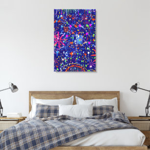 Abstract maximalisme: reuzenrad 's nachts canvas afdruk