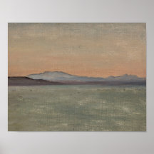 Abstract meer en bergen horizon kunstprint
