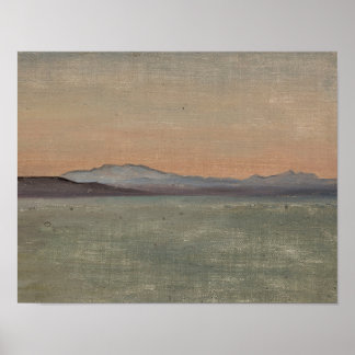 Abstract meer en bergen horizon kunstprint poster