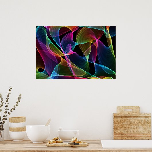Abstract meerkleurig poster (Keuken)