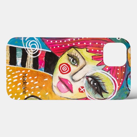 Abstract meisje Kleurrijk Roze Groen Sinaasappel Case-Mate iPhone Case (Achterkant (horizontaal))