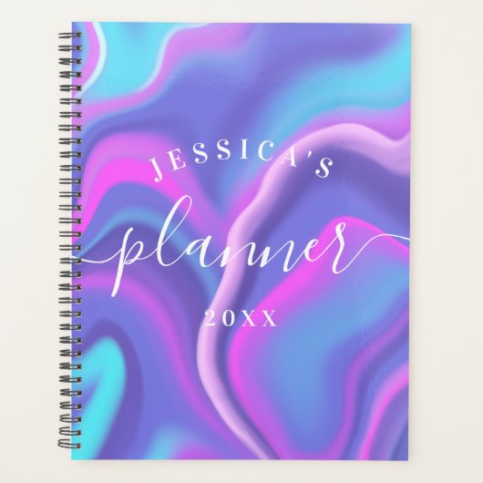 Abstract meisje Paars roze Iridescent Holographic Planner (Voorkant)