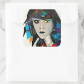 Abstract meisje Square Sticker (Tas)